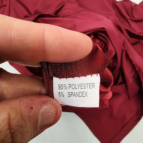 Allandwell Women's XL Burgandy Stretch Fit And Flare Midi Short-Sleeve Tie Waist - Picture 6 of 6